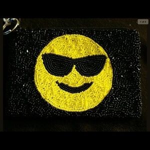 NWT Emoji Beaded Sunglasses BK Coin Purse Keyring